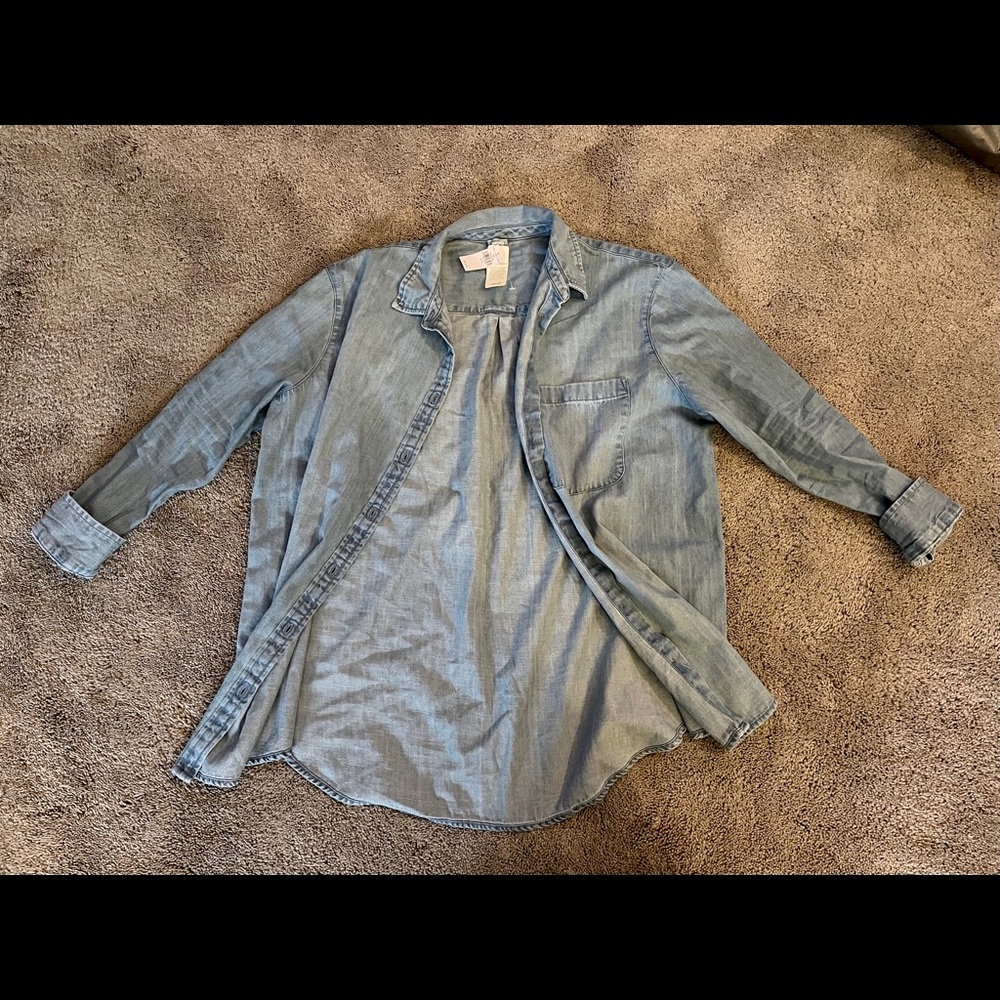 Aerie chambray long sleeve boyfriend shirt